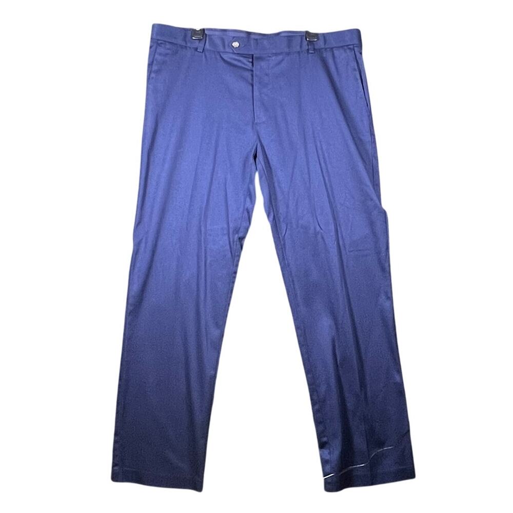 ROUNDTREE & YORKE TRAVEL SMART MENS 100 % Cotton Pleated Blue Chino Pants 42x30